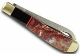 Pocket Knife with Jasper and Obsidian Inlays #370830-1